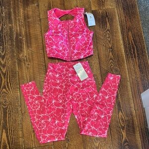 Pink and White Patterned Activewear Set